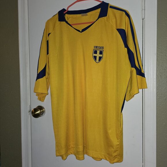 Sverige Sweden Football Soccer Jersey Shirt Men’s Size XXL Yellow And Blue - Picture 6 of 10